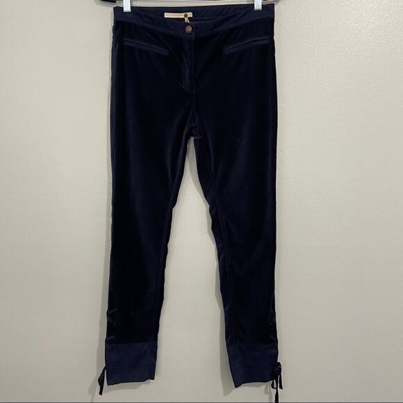 Anthro Leifsdottir Navy Blue Velvet Pants Size 6